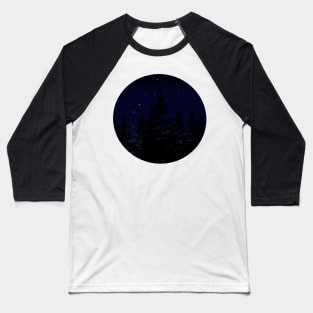 Night Sky Treeline Baseball T-Shirt